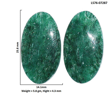 Green Aventurine Pair 14.1x25.8x4.3 mm Oval Shape Polished Gemstone LS76-07287