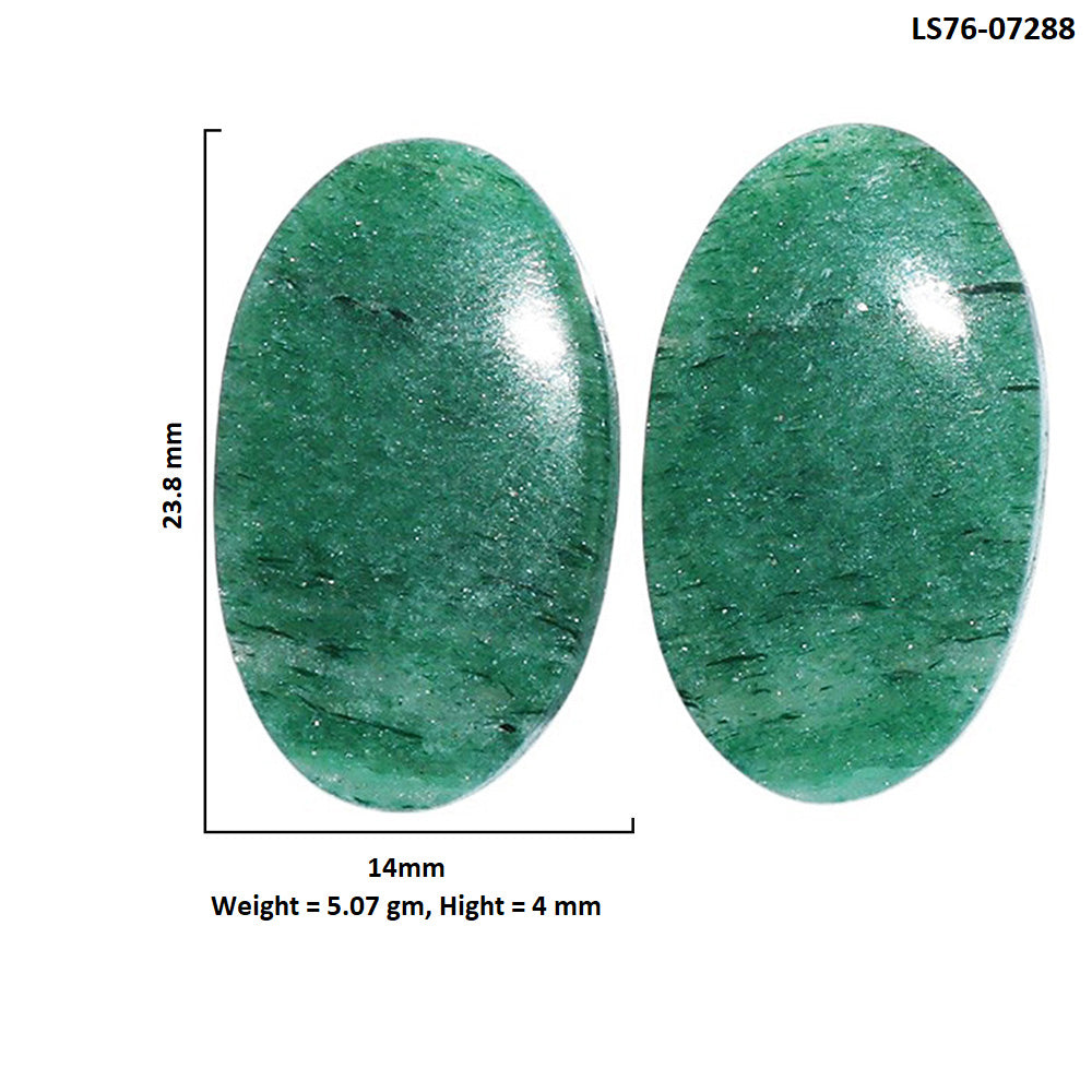 Green Aventurine Pair 14x23.8x4 mm Oval Shape Polished Gemstone LS76-07288