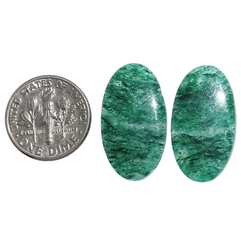 Green Aventurine Pair 13.4x24.2x4 mm Oval Shape Polished Gemstone LS76-07289