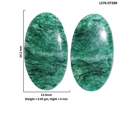 Green Aventurine Pair 13.4x24.2x4 mm Oval Shape Polished Gemstone LS76-07289