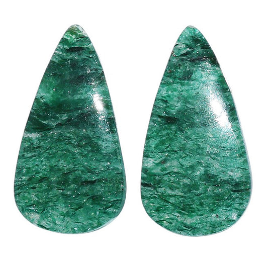 Green Aventurine Pair 13.2x25.4x4 mm Pear Shape Polished Gemstone LS76-07291