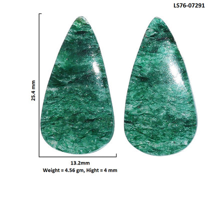 Green Aventurine Pair 13.2x25.4x4 mm Pear Shape Polished Gemstone LS76-07291