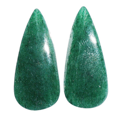 Green Aventurine Pair 13x29.6x4 mm Pear Shape Polished Gemstone LS76-07292