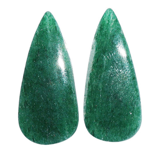 Green Aventurine Pair 13x29.6x4 mm Pear Shape Polished Gemstone LS76-07292