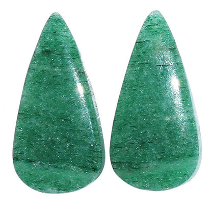 Green Aventurine Pair 11.7x23.7x4.3 mm Pear Shape Polished Gemstone LS76-07293