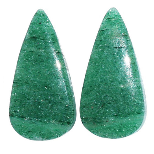 Green Aventurine Pair 11.7x23.7x4.3 mm Pear Shape Polished Gemstone LS76-07293