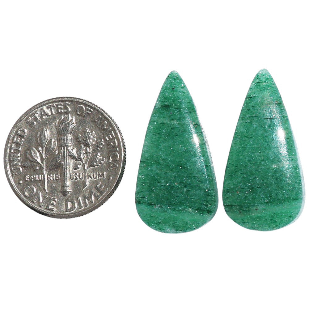 Green Aventurine Pair 11.7x23.7x4.3 mm Pear Shape Polished Gemstone LS76-07293