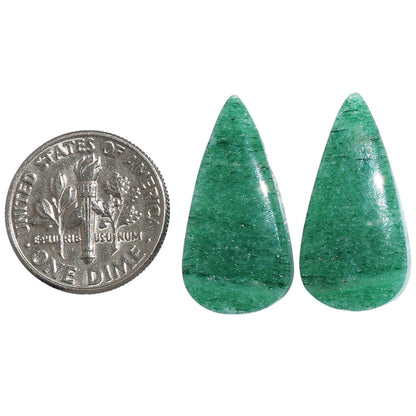 Green Aventurine Pair 11.7x23.7x4.3 mm Pear Shape Polished Gemstone LS76-07293