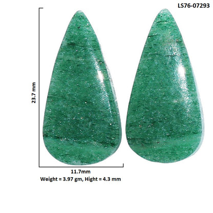 Green Aventurine Pair 11.7x23.7x4.3 mm Pear Shape Polished Gemstone LS76-07293