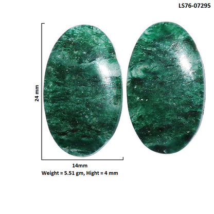 Green Aventurine Pair 14x24x4 mm Oval Shape Polished Gemstone LS76-07295