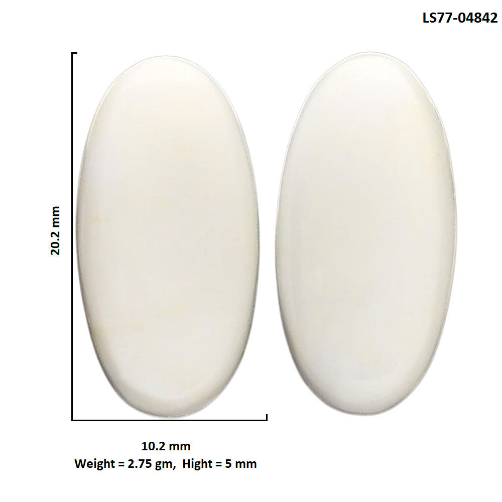 White Opal Pair 10.2x20.2x5 mm Oval Shape Polished Gemstone LS77-04842