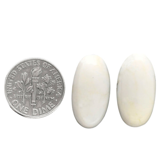 White Opal Pair 11.3x21.4x5 mm Oval Shape Polished Gemstone LS77-04843