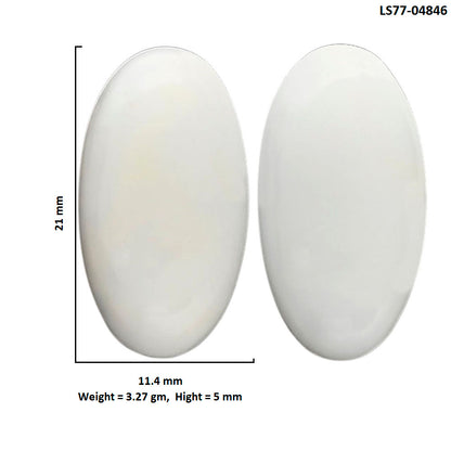 White Opal Pair 11.4x21x5 mm Oval Shape Polished Gemstone LS77-04846