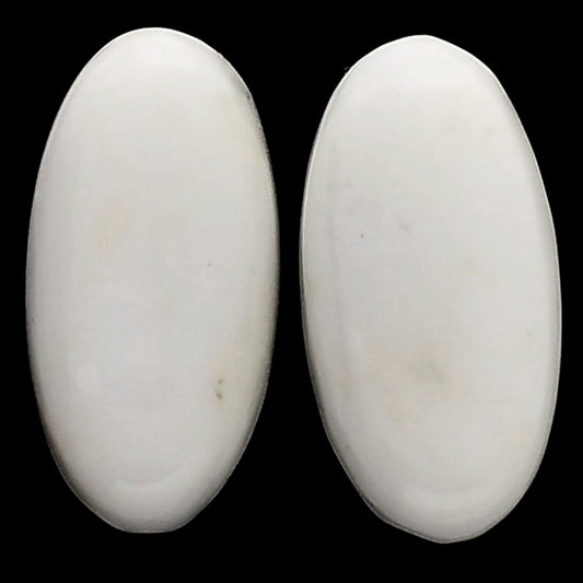 White Opal Pair 10.3x20.2x5 mm Oval Shape Polished Gemstone LS77-04847