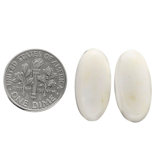 White Opal Pair 10.3x20.2x5 mm Oval Shape Polished Gemstone LS77-04847