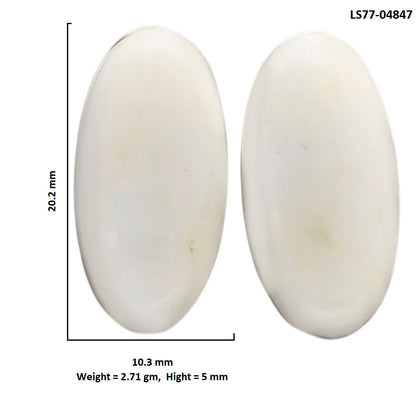 White Opal Pair 10.3x20.2x5 mm Oval Shape Polished Gemstone LS77-04847