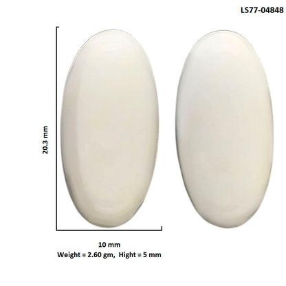 White Opal Pair 10x20.3x5 mm Oval Shape Polished Gemstone LS77-04848
