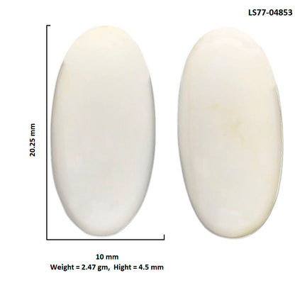 White Opal Pair 10x20.25x4.5 mm Oval Shape Polished Gemstone LS77-04853
