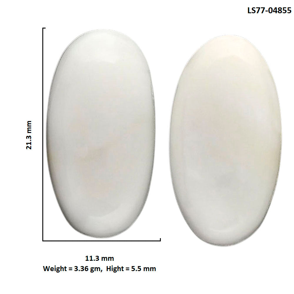 White Opal Pair 11.3x21.3x5.5 mm Oval Shape Polished Gemstone LS77-04855