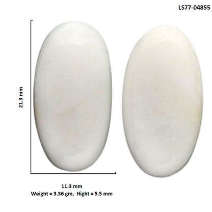 White Opal Pair 11.3x21.3x5.5 mm Oval Shape Polished Gemstone LS77-04855