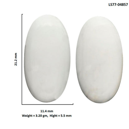 White Opal Pair 11.4x21.2x5.5 mm Oval Shape Polished Gemstone LS77-04857