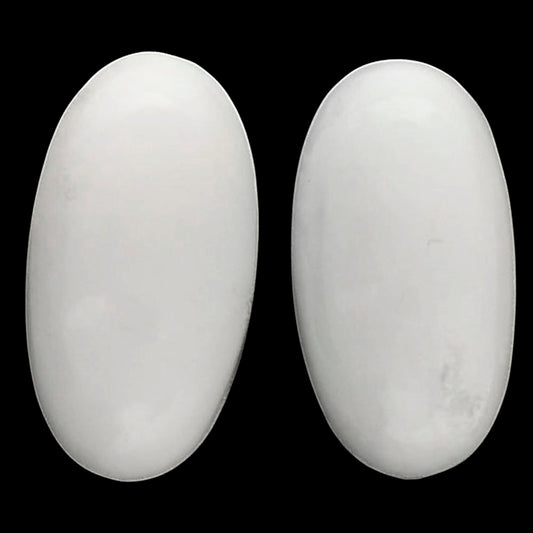 White Opal Pair 11.2x21x6 mm Oval Shape Polished Gemstone LS77-04858