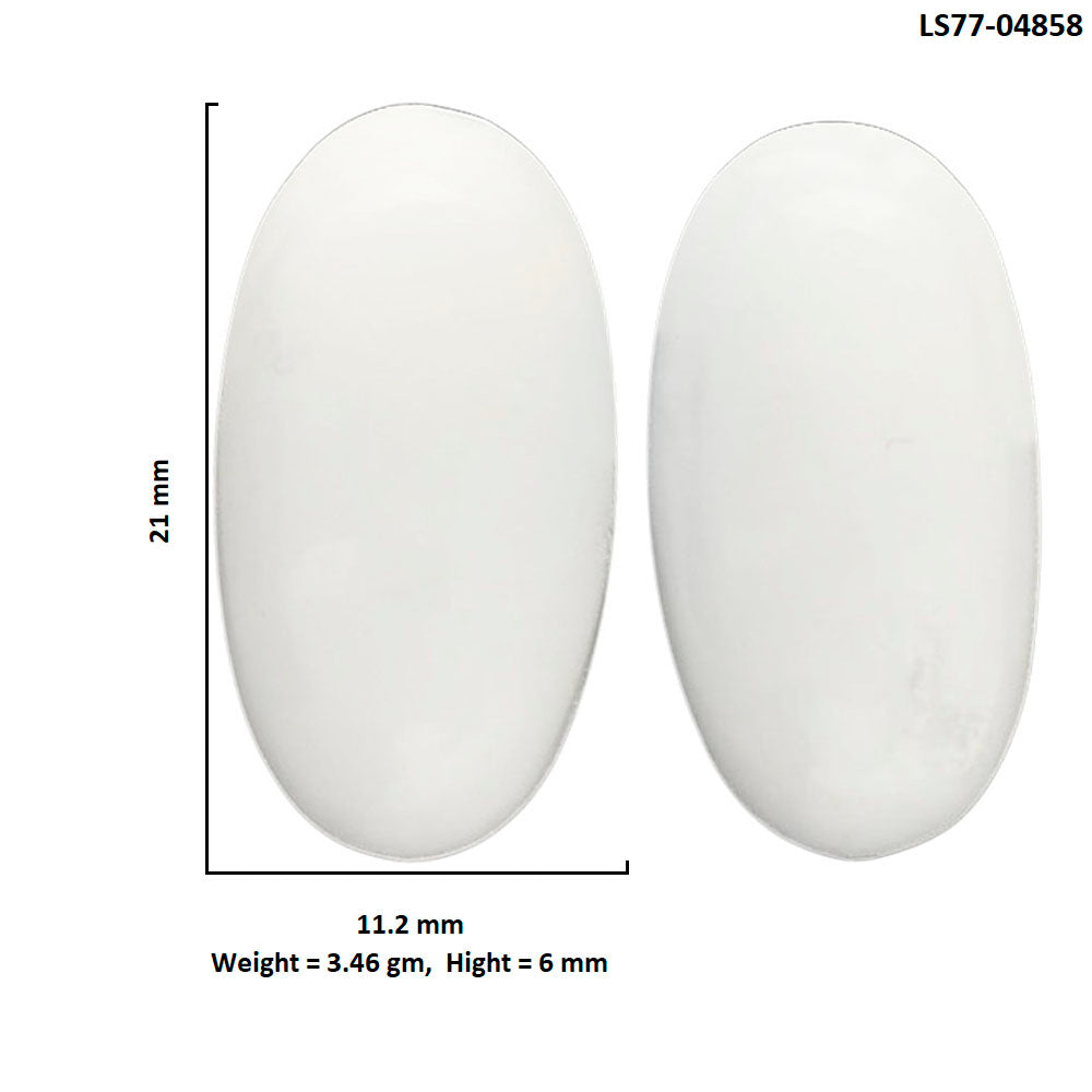 White Opal Pair 11.2x21x6 mm Oval Shape Polished Gemstone LS77-04858