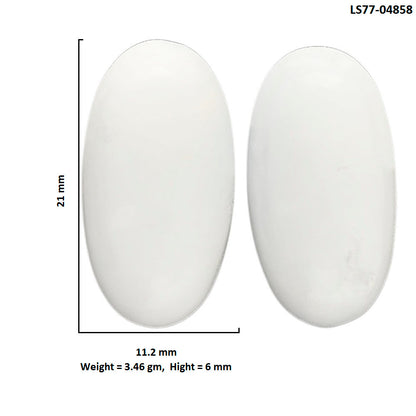 White Opal Pair 11.2x21x6 mm Oval Shape Polished Gemstone LS77-04858