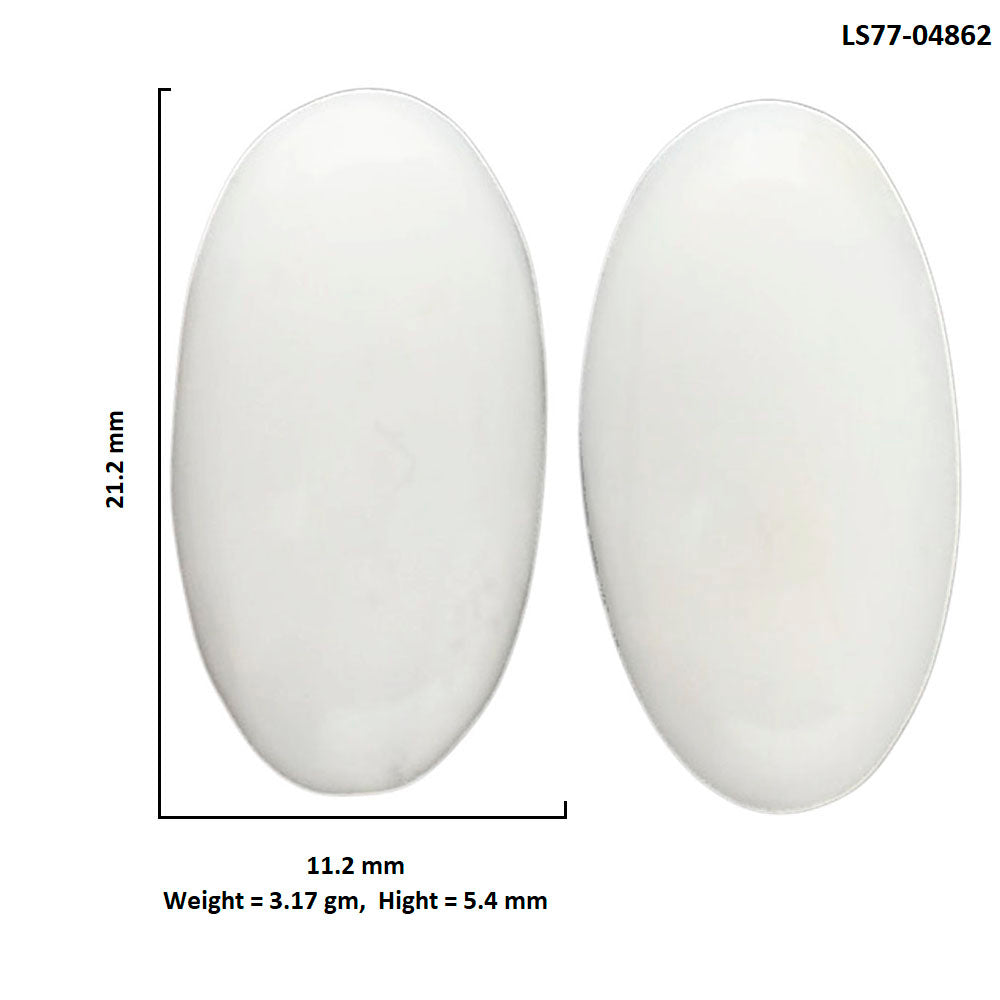 White Opal Pair 11.2x21.2x5.4 mm Oval Shape Polished Gemstone LS77-04862