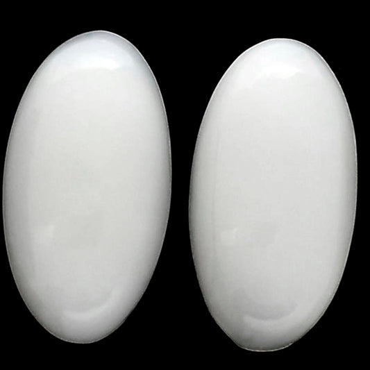 White Opal Pair 11x21x5.2 mm Oval Shape Polished Gemstone LS77-04863