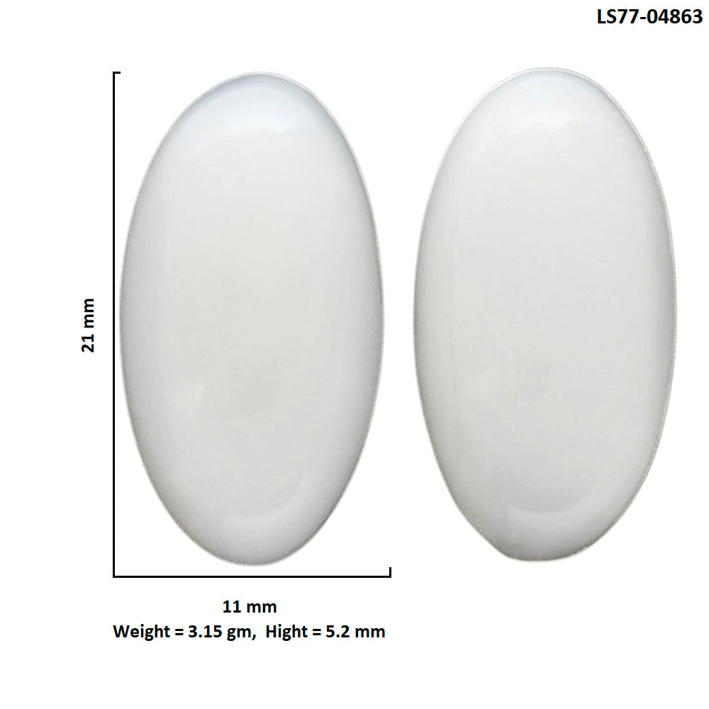 White Opal Pair 11x21x5.2 mm Oval Shape Polished Gemstone LS77-04863
