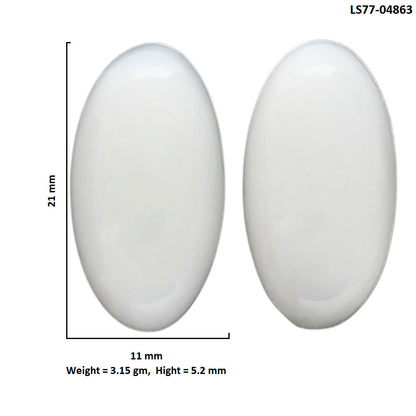White Opal Pair 11x21x5.2 mm Oval Shape Polished Gemstone LS77-04863