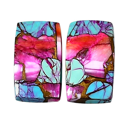 Kingman Orange Dahlia Turquoise Pair 11x19.2x3.5 mm Baguette Shape Polished Gemstone LS78-04877