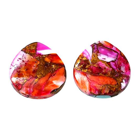 Kingman Orange Dahlia Turquoise Pair 17.1x17.5x4 mm Heart Shape Polished Gemstone LS78-04883
