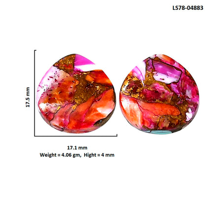 Kingman Orange Dahlia Turquoise Pair 17.1x17.5x4 mm Heart Shape Polished Gemstone LS78-04883