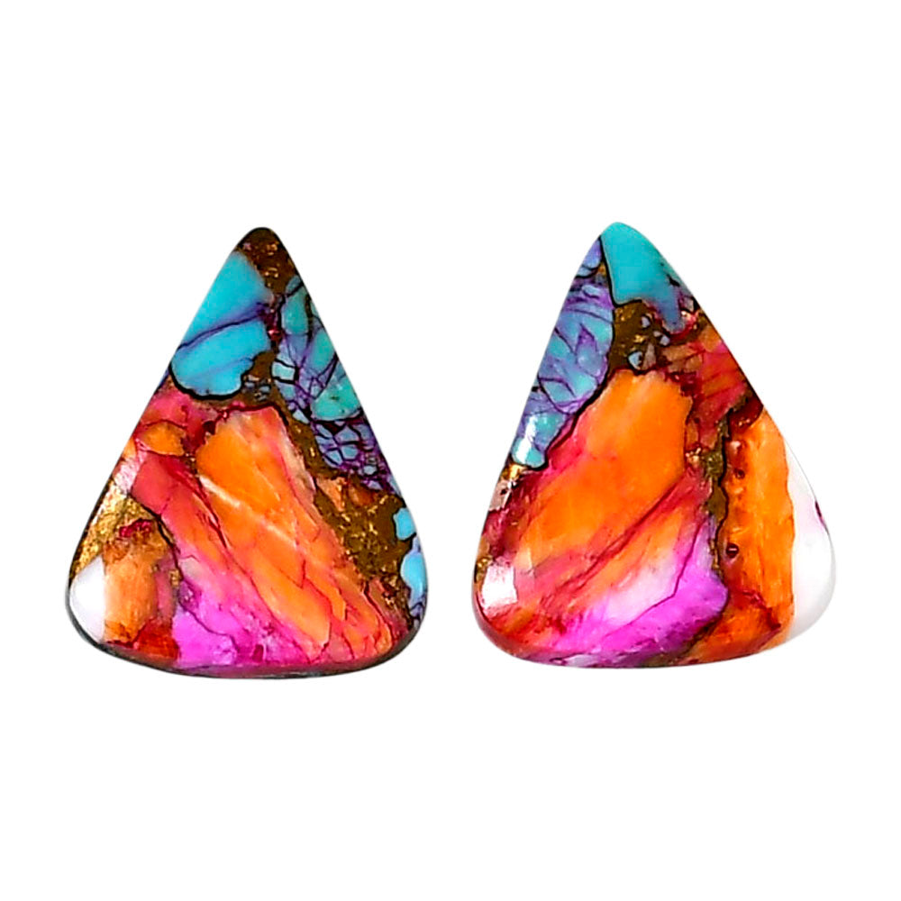 Kingman Orange Dahlia Turquoise Pair 16.25x20.8x3 mm Fancy Shape Polished Gemstone LS78-04887