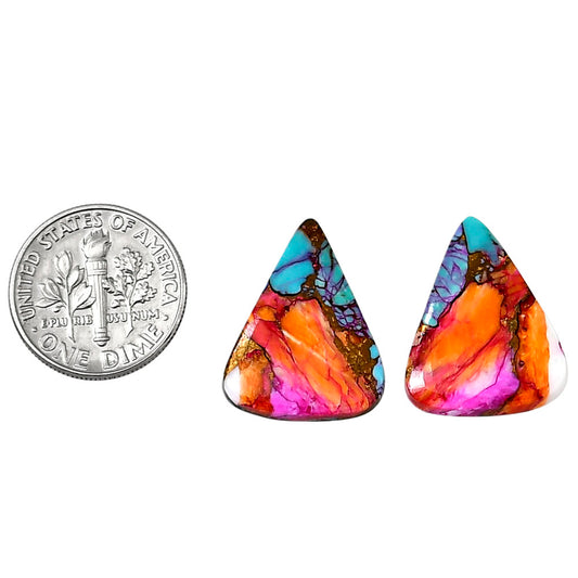 Kingman Orange Dahlia Turquoise Pair 16.25x20.8x3 mm Fancy Shape Polished Gemstone LS78-04887