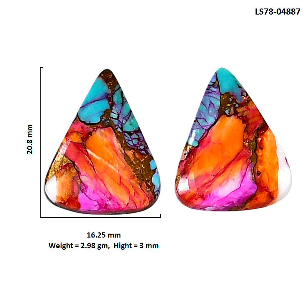 Kingman Orange Dahlia Turquoise Pair 16.25x20.8x3 mm Fancy Shape Polished Gemstone LS78-04887
