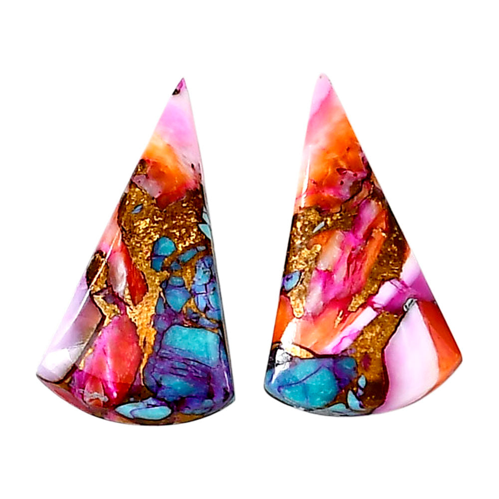 Kingman Orange Dahlia Turquoise Pair 15.1x27.1x3.5 mm Fancy Shape Polished Gemstone LS78-04888