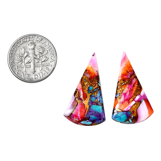 Kingman Orange Dahlia Turquoise Pair 15.1x27.1x3.5 mm Fancy Shape Polished Gemstone LS78-04888