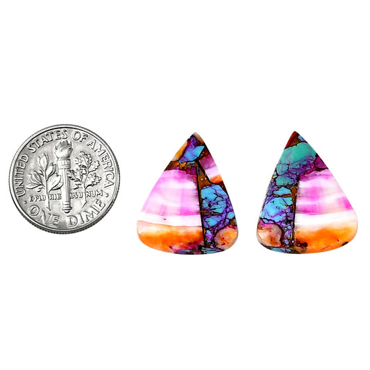 Kingman Orange Dahlia Turquoise Pair 16.4x20.2x3.5 mm Heart Shape Polished Gemstone LS78-04889