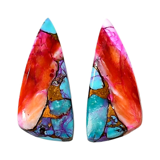 Kingman Orange Dahlia Turquoise Pair 11.2x25.7x3 mm Fancy Shape Polished Gemstone LS78-04890