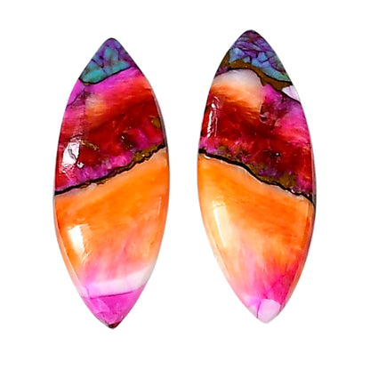 Kingman Orange Dahlia Turquoise Pair 10.1x26x3.3 mm Marquise Shape Polished Gemstone LS78-04892