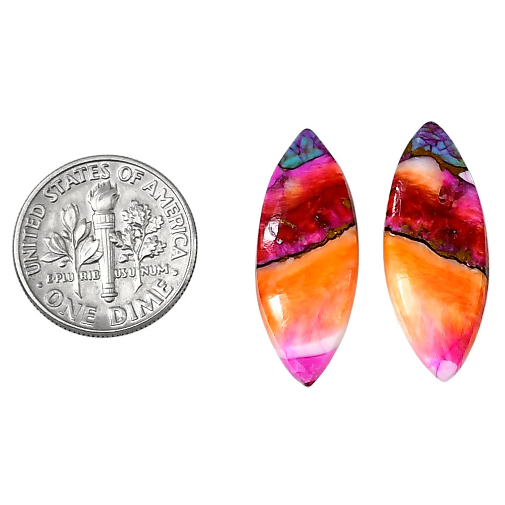 Kingman Orange Dahlia Turquoise Pair 10.1x26x3.3 mm Marquise Shape Polished Gemstone LS78-04892