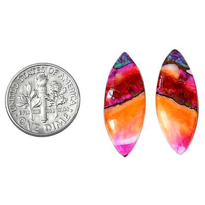 Kingman Orange Dahlia Turquoise Pair 10.1x26x3.3 mm Marquise Shape Polished Gemstone LS78-04892