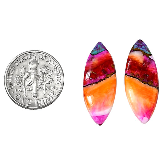 Kingman Orange Dahlia Turquoise Pair 10.1x26x3.3 mm Marquise Shape Polished Gemstone LS78-04892