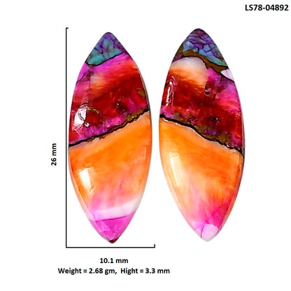 Kingman Orange Dahlia Turquoise Pair 10.1x26x3.3 mm Marquise Shape Polished Gemstone LS78-04892