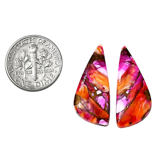 Kingman Orange Dahlia Turquoise Pair 11.2x26.5x3.5 mm Fancy Shape Polished Gemstone LS78-04893