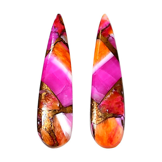 Kingman Orange Dahlia Turquoise Pair 7.5x28.9x3 mm Pear Shape Polished Gemstone LS78-04895
