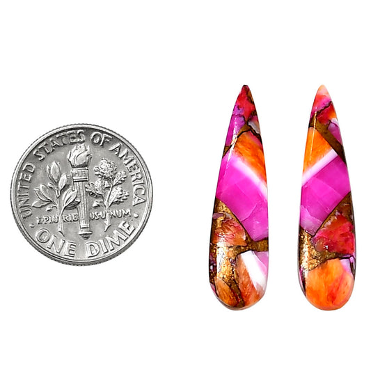Kingman Orange Dahlia Turquoise Pair 7.5x28.9x3 mm Pear Shape Polished Gemstone LS78-04895